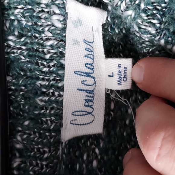 Cloud Chaser long sleeve turtleneck sweater green white large - Picture 4 of 7